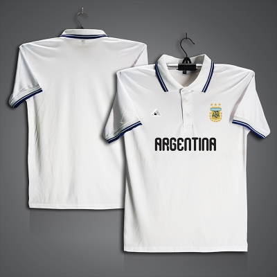 Picture of Argentina Football Jersey For Men - Half Sleeve Collar Polo t shirt - Argentina Jersey