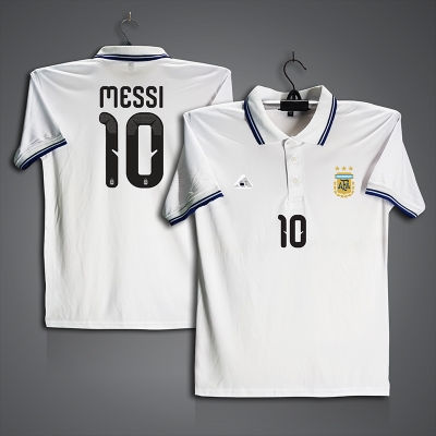 Picture of Argentina Messi 10 Football Jersey For Men - Half Sleeve Collar Polo t shirt - Argentina Messi 10 Jersey