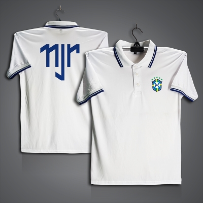Picture of Brazil Neymar JR Football Jersey For Men - Half Sleeve Collar Polo t shirt - Brazil Jersey