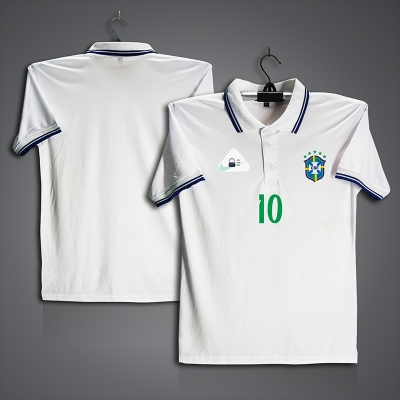 Picture of Brazil 10 Football Jersey For Men - Half Sleeve Collar Polo t shirt -  Brazil Jersey