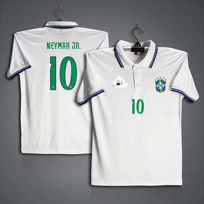 Picture of Brazil Neymar jr 10 Football Jersey For Men - Half Sleeve Collar Polo t shirt - Brazil Neymar 10 Jersey
