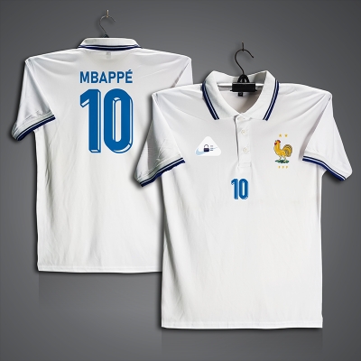 Picture of France mbappe 10 Football Jersey For Men - Half Sleeve Collar Polo t shirt - France Mbappe 10 Jersey