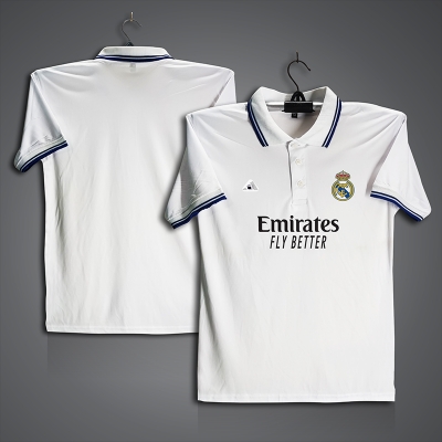 Picture of Real Madrid Football Jersey For Men - Half Sleeve Collar Polo t shirt - Real Madrid Fan Jersey
