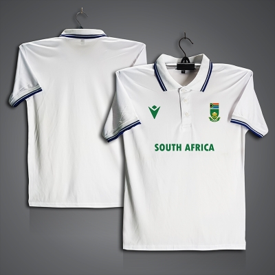 Picture of South Africa Cricket Jersey For Men - Half Sleeve Collar Polo t shirt - South Africa Fan Jersey