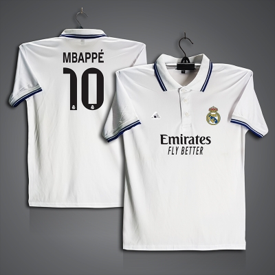 Picture of Real Madrid mbappe 10 Football Jersey For Men - Half Sleeve Collar Polo t shirt - Real Madrid mbappe 10 Jersey