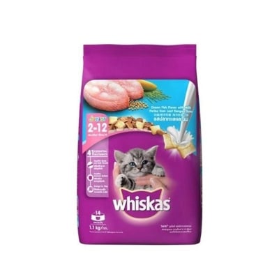 Picture of Whiskas Dry Cat Food Ocean Fish with Milk, 3kg Pack, (2-12 months)