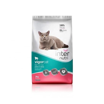 Picture of INTERNUTRI Cat Dry Food Premium Quality 2kg Pack, Cat Food Vigorcat Fish & Rice