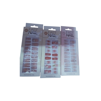 Picture of 12piece press-on nails with glue for women DIY long-lasting wearable false stick-on nails with cute and stylish designs