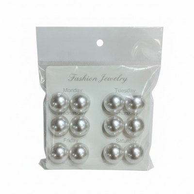 Picture of Trendy Half Round Big Simulated Pearl Stud Earrings for Girls Simple Stylish Top Set - White Statement Earring for Women - Korean Earrings Jewelry Wedding Gifts Kaner Dul for Girls