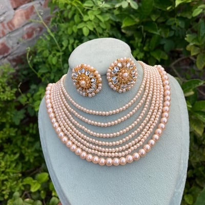Picture of Layer Pearl Choker Necklace Women Dating Wedding Tavelling