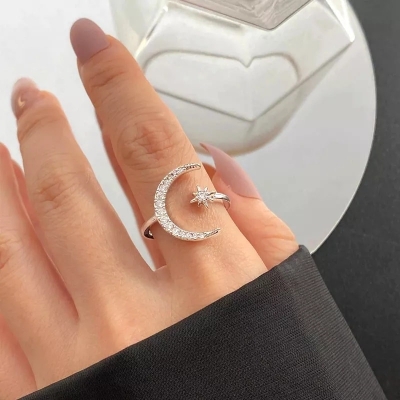 Picture of Moon Star Adjustable Finger Rings For Women