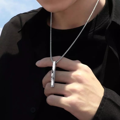 Picture of Fashion New Pendant Necklace Men Punk Trendy Simple Stainless Steel Chain Jewellery Gift