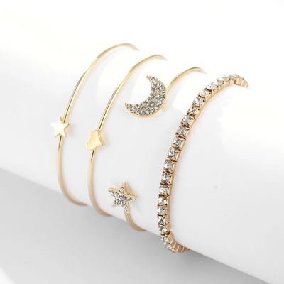 Picture of New Stylish Adjustable Bracelet 4 Sets With beautiful Moon Star Shape for woman