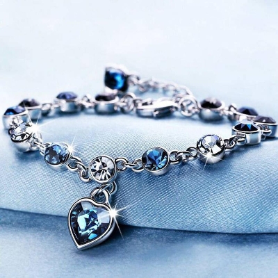 Picture of Ocean Heart Bracelet Blue Rhinestone Jewelry