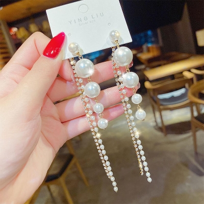 Picture of Big Pearl Dangle Earrings For Women