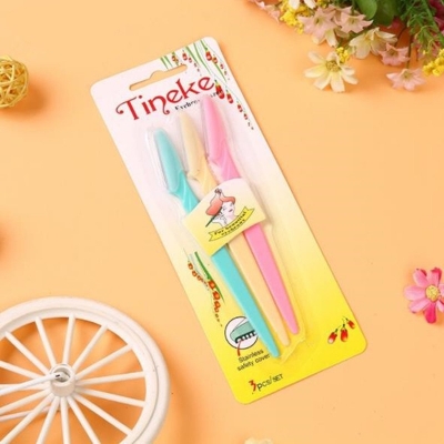 Picture of 3pcs Colorful Eyebrow Trimmer Face Hair Razors Women Eyebrow Shaver Hair Removal Makeup Tools