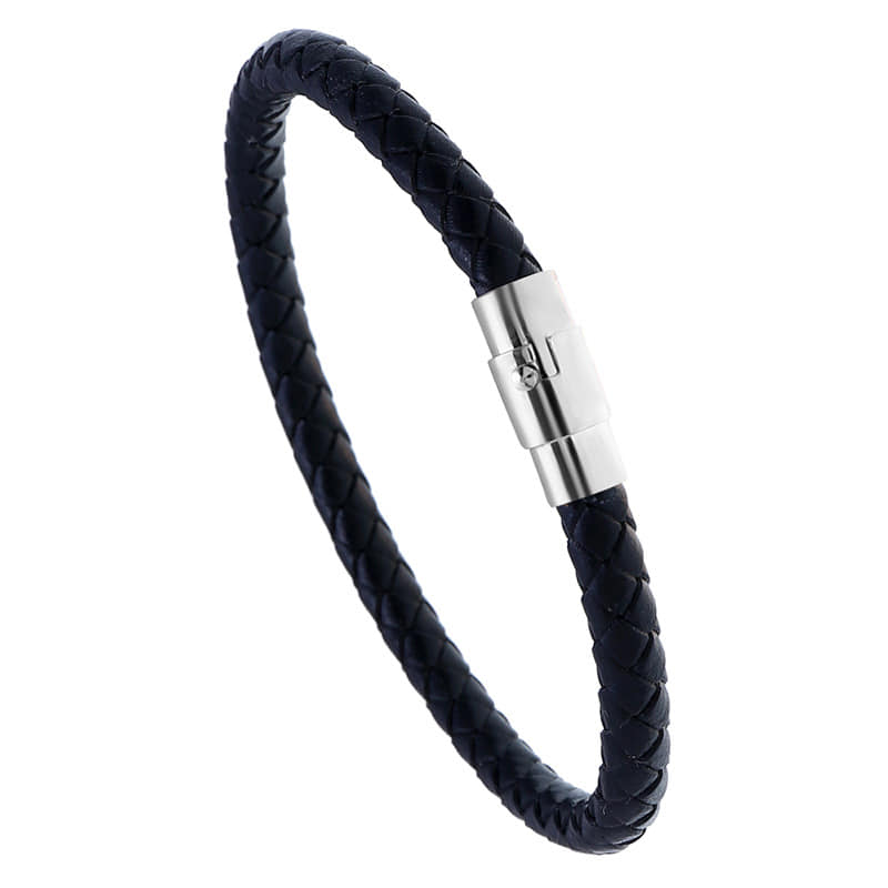 Picture of Leather Bracelet Men Stainless Steel Magnetic Clasp Handmade Men Bracelets Bangles Braided Leather Bracelet