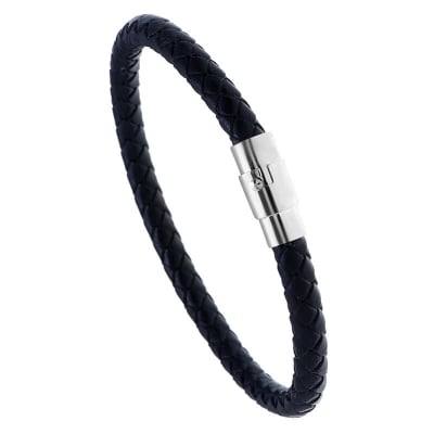 Picture of Leather Bracelet Men Stainless Steel Magnetic Clasp Handmade Men Bracelets Bangles Braided Leather Bracelet