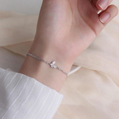 Picture of Sweet Shining Zircon Butterfly Bracelet For Women
