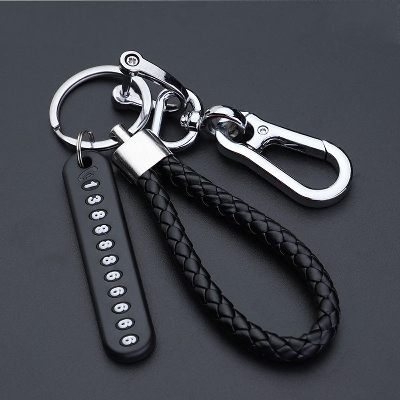 Picture of Phone Number Plate Auto Vehicle Mobile Phone Number Hanging Key Ring Key Chain for Car and Motorbike (Black)