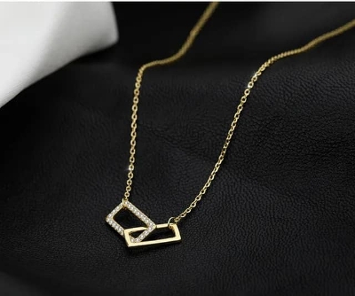 Picture of Premium Quality - Korean Fashion Party Golden Zircon Pendant Necklace Chain For Women/ Girls - Trend and Need full - Durablity Assurance