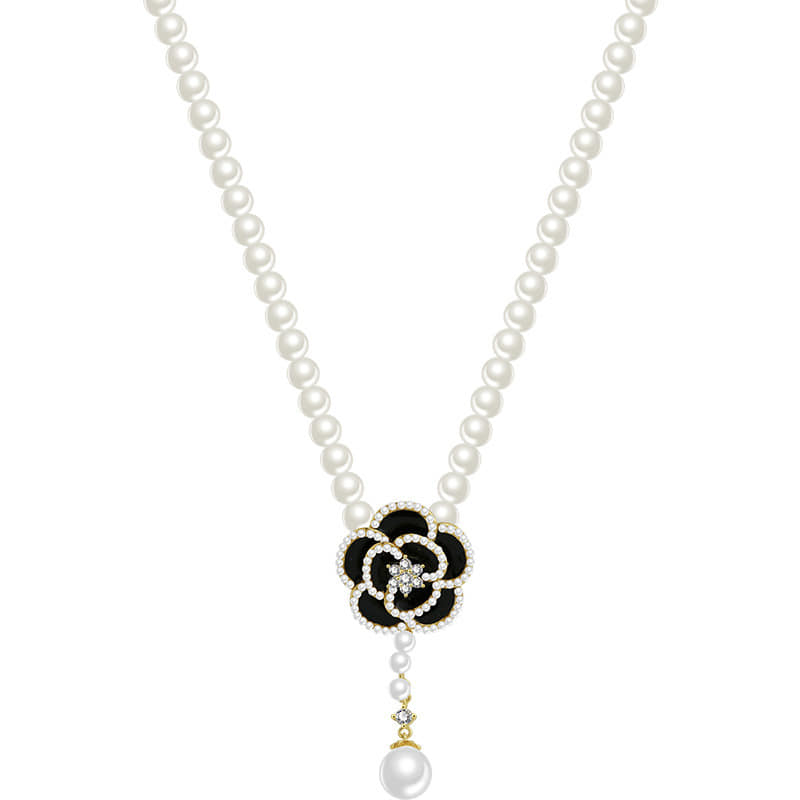 Picture of Stylish - Modern Vibe - Upscale Need - Cute Black Rose Flower Small Pendant Necklace For Women - Sensible - Must Have - Designed - Urban Vibes