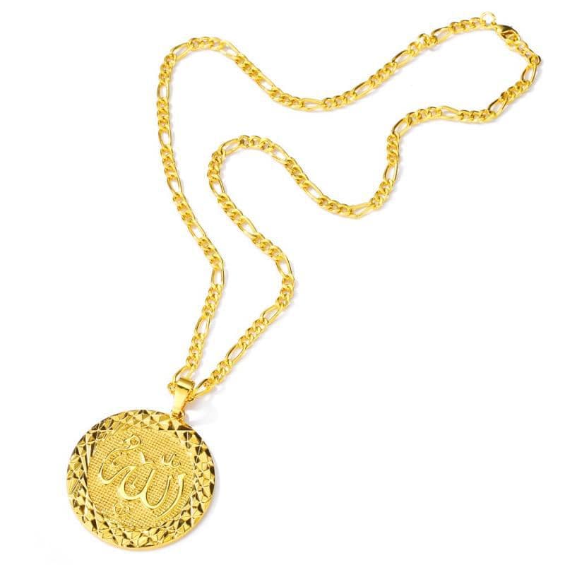Picture of Refined Taste - ALLAH name Islamic necklace pendant for Muslims in Golden colour and a beauitiful chain - Durabilty Assured