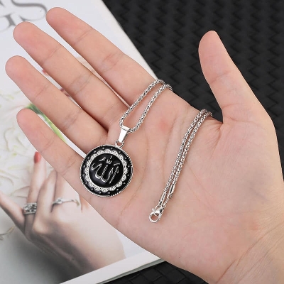 Picture of Athleisure - Avant Grade - Highly Durable - Silver Pendant Allah hu Pendant Necklace For Man & Women - Sustainable Choice