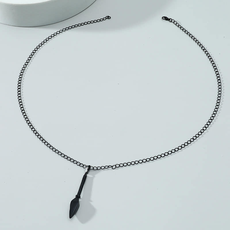 Picture of Hip Hop Punk Rock Men's Design Matte Black Long Necklace with Arrow Pendant Jewelry Chain Necklaces Gift For Men Women/Hot Fashion