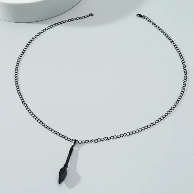 Picture of Hip Hop Punk Rock Men's Design Matte Black Long Necklace with Arrow Pendant Jewelry Chain Necklaces Gift For Men Women/Hot Fashion