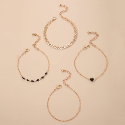Picture of 4 In 1 Bracelets Bohemian Wind Flower Starfish Buckle Ring Circle Bracelet Set - Breslet For Women