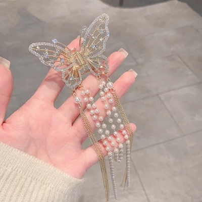 Picture of Butterfly Claw Clip Rhinestone Design with Tail for Women & Girls