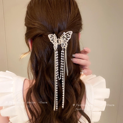 Picture of Butterfly Claw Clip Rhinestone Design with Tail for Women & Girls