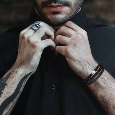 Picture of Versatile -Choice and Remark -Double Layer PU Leather Stainless Steel ID Bracelet- Avant-garde Preferble - Low Hassle and Maintanance