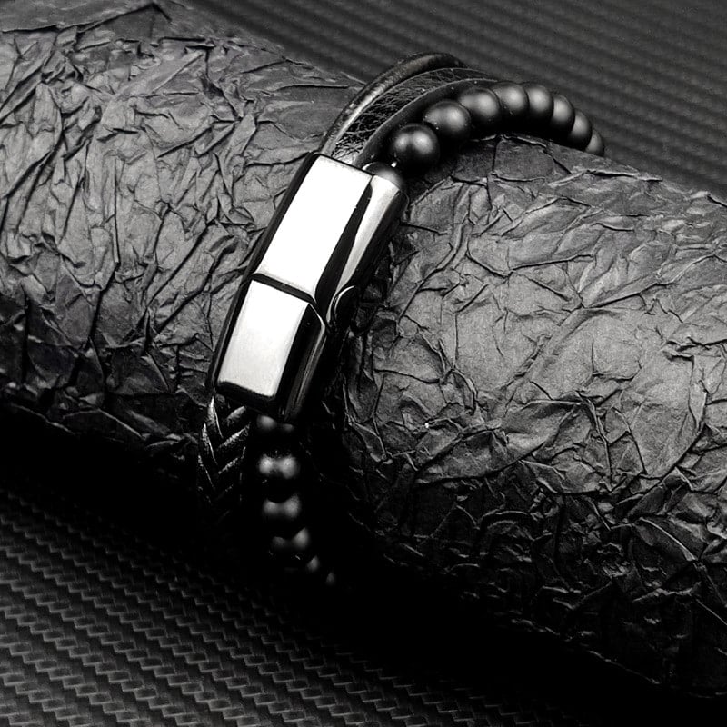 Picture of Versatile -Choice and Remark -Double Layer PU Leather Stainless Steel ID Bracelet- Avant-garde Preferble - Low Hassle and Maintanance