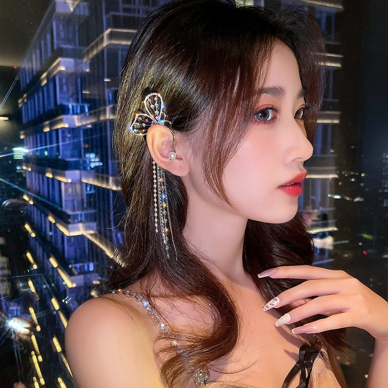 Picture of Versatile -Choice and Remark -Butterfly Pearl Chain Tassel Stud Earrings For Women- Avant-garde Remarkable - Disclose Styles & Luxe