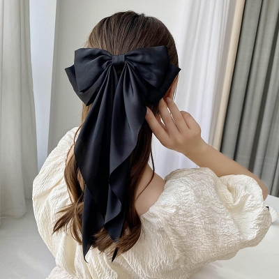 Picture of Korean White Fashion Plaid Butterfly Bow Hairpin Girl Hair Accessories for Women