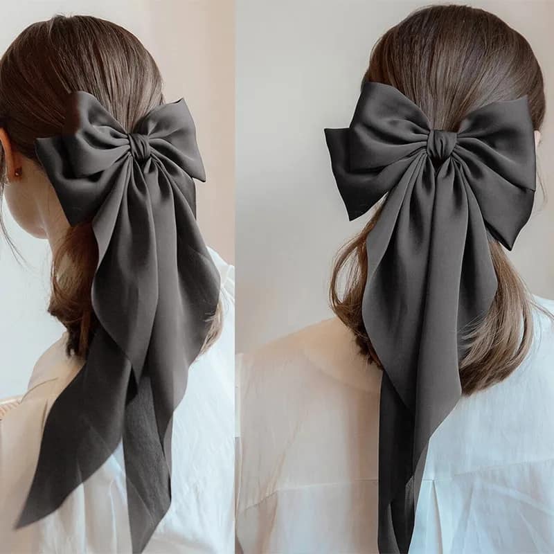 Picture of Korean Large Ribbon Hair Clip Elegant Long Bow Hairpin Style For Womans