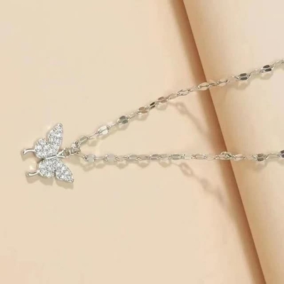 Picture of Butterfly pendant necklace with rhinestone