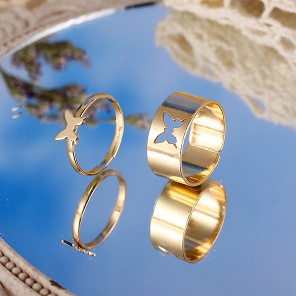 Picture of 2 Pcs Butterfly Rings For Women Men Lover Couple Ring Set