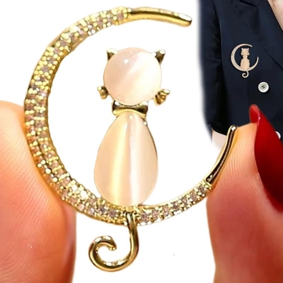 Picture of Fashionable Moon Cat   Brooch Hijab Safety Pin for Women