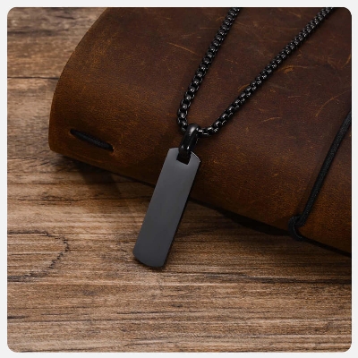 Picture of Bar Pendant Necklace For Men Stainless Steel Box Chain Pendant Men’s Necklace