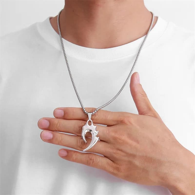 Picture of Fashion New Pendant Necklace Men Punk Trendy Simple Stainless Steel Chain