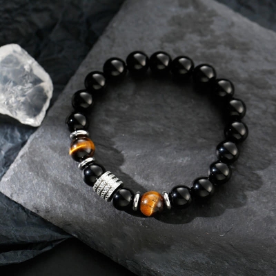 Picture of Natural Brown Tiger Stone Bracelet For  Men