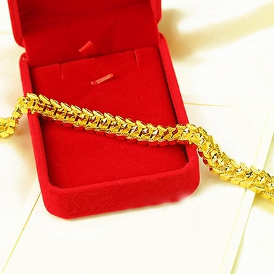 Picture of Gold Plated  Chain Bracelet Wrist Jewelry Gift  For Men  - Golden