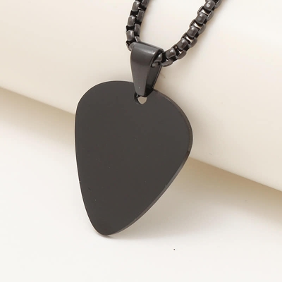 Picture of Black Guitar Stainless Steel Blanks Chain  Pendants 32*28MM-Black