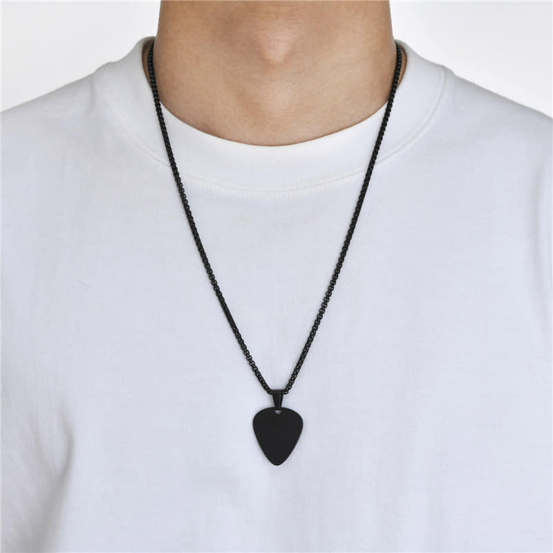 Picture of Black Guitar Stainless Steel Blanks Chain  Pendants 32*28MM-Black