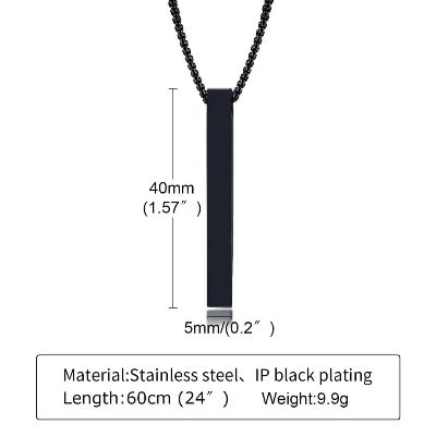 Picture of New Trendy Simple Stainless Steel Cuban Black Chain Necklace for Men - Men's Pendant