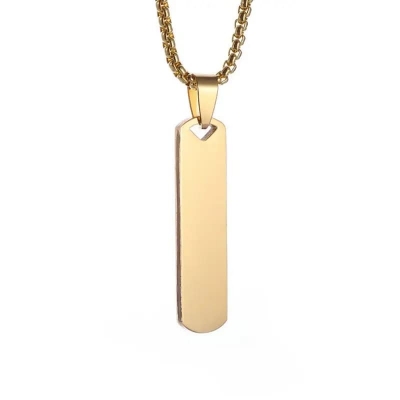 Picture of Fashionable Boys Pendant and Bar Necklace for Men, Stainless Steel  Gold