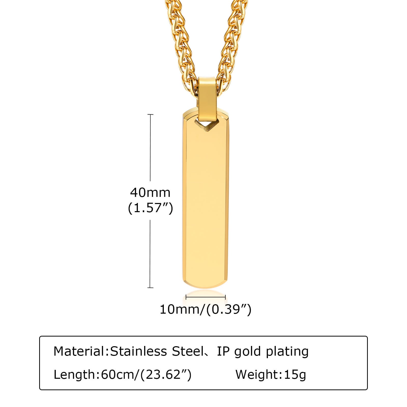 Picture of Fashionable Boys Pendant and Bar Necklace for Men, Stainless Steel  Gold